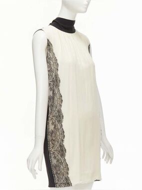 Dolce & Gabbana Silk Lace Shift Dress IT 42 Black Beige